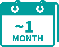 Calendar Icon with text "~1 MONTH"