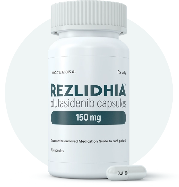 Product image of Rezlidhia bottle and one capsule